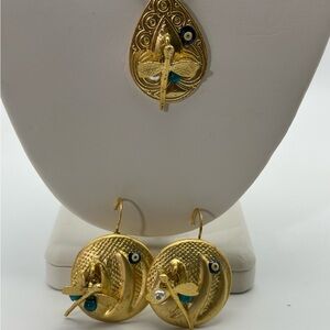 Gold Dragonfly Women Jewelry Set
